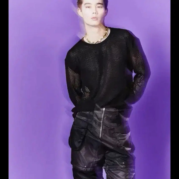 [BUNJANG] Andersson Bell Delen Net Crewneck Sweater Black / 엔더슨벨 델렌 네트 크루넥 스웨터 블랙