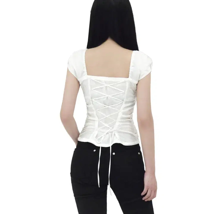 [BUNJANG] FOUERINE Shirring Blouse (White) / [택있는새상품] 포어링 유어 셔링 블라우스 (화이트)
