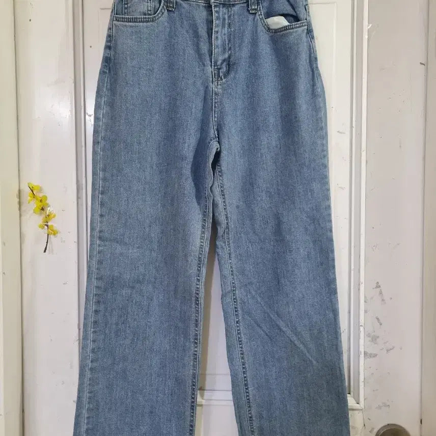 [BUNJANG] Spring Summer Elastic Waist Wide Leg Jeans / 봄 여름  스판 밴딩 일자통바지. 허리29까지