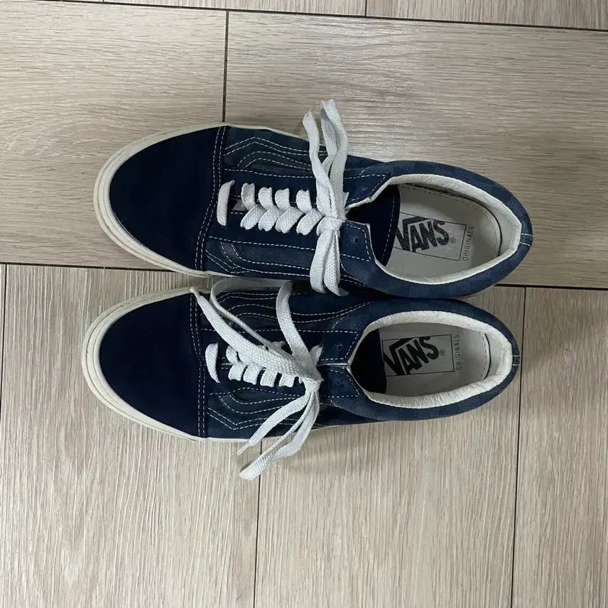 [BUNJANG] Vans Vault Old Skool Checkerboard Navy Sneakers / 반스 볼트 올드스쿨 체커보드 네이비