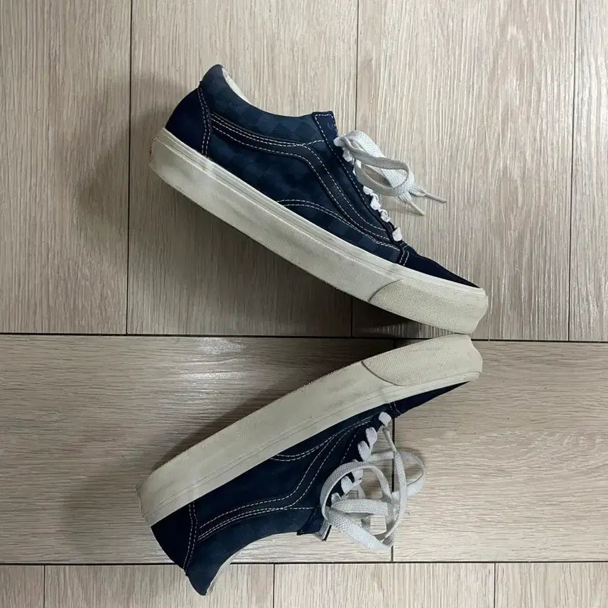 [BUNJANG] Vans Vault Old Skool Checkerboard Navy Sneakers / 반스 볼트 올드스쿨 체커보드 네이비
