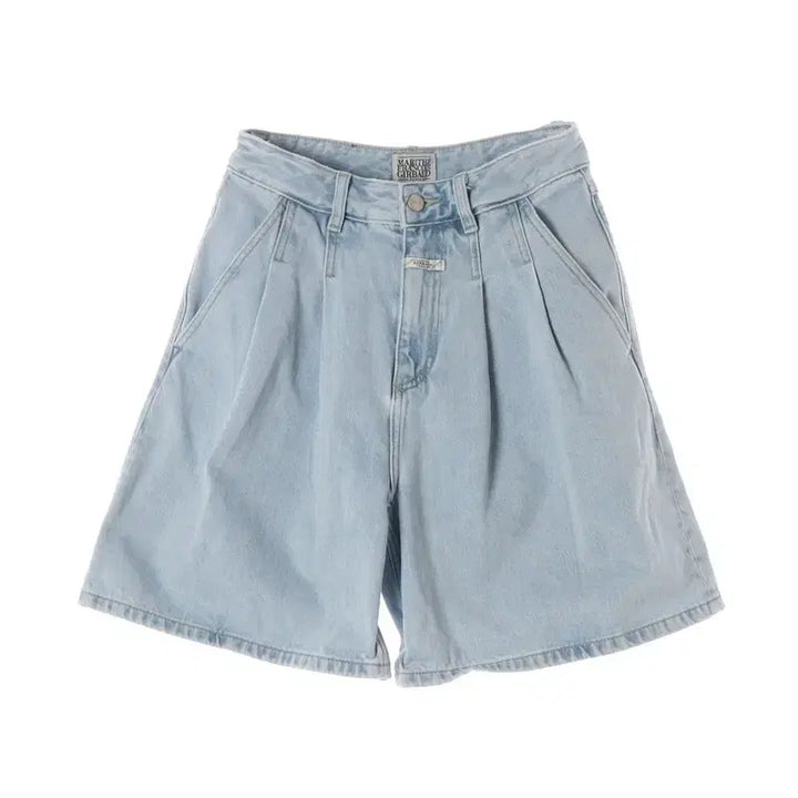[BUNJANG] Marithe Francois Girbaud Light Blue Pinstripe Denim Shorts / 마리떼 프랑소와 저버 핀턱 데님 쇼츠 S