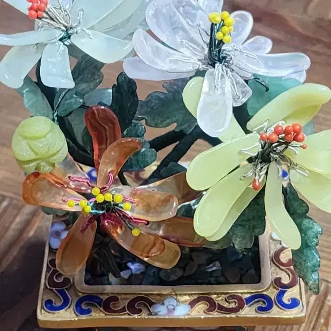 [BUNJANG] 1960s-1970s Jewel Flower Craft Ornament / 1960~1970옥보석칠보화분 꽃 공예 장식품