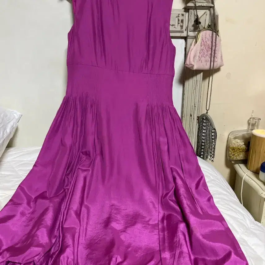 [BUNJANG] Purple Ruffle Midi Dress / 퍼플 셔링 미디원피스