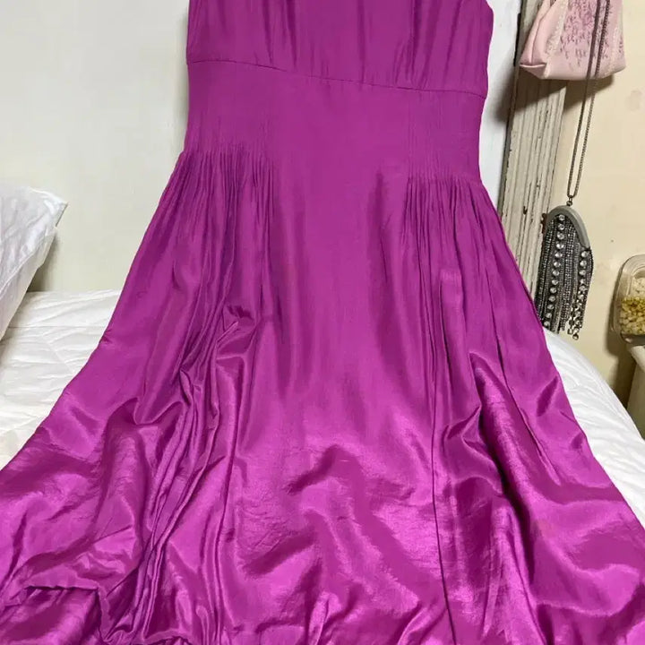 [BUNJANG] Purple Ruffle Midi Dress / 퍼플 셔링 미디원피스