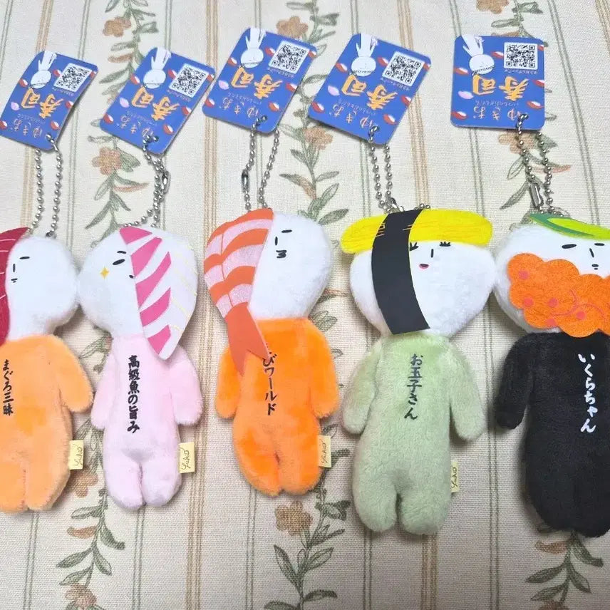 [BUNJANG] Yukio Sushi Doll Keyring Set / 5개일괄 유키오 스시 인형 키링 세트