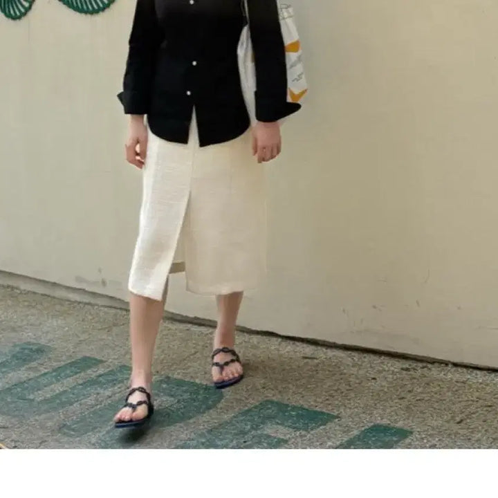 [BUNJANG] Ivory Tweed Long Skirt / 아이보리 트위드 롱 스커트 55