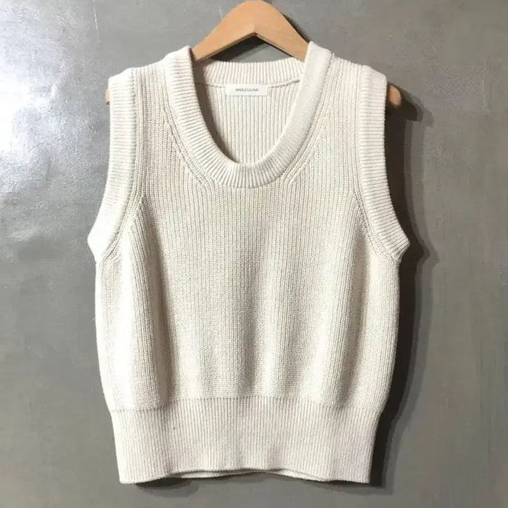 [BUNJANG] Masculine Ivory Knit Vest / 마스큘린 아이보리 니트 조끼 S