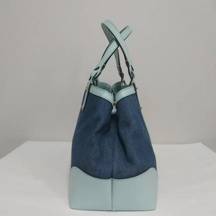[BUNJANG] Gucci Denim Leather Tote Bag / 구찌 블루 데님 민트 레더 크래프트 토트백