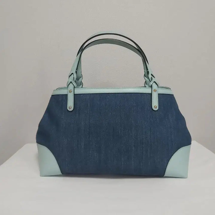 [BUNJANG] Gucci Denim Leather Tote Bag / 구찌 블루 데님 민트 레더 크래프트 토트백