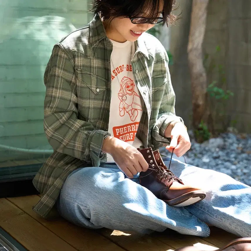 [BUNJANG] Sugar Cane Herringbone Check Western Shirt / [슈가케인] 2026 SS 헤링본 체크 웨스턴셔츠