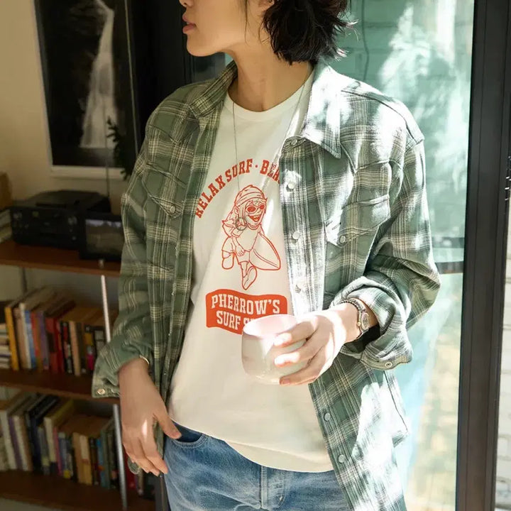 [BUNJANG] Sugar Cane Herringbone Check Western Shirt / [슈가케인] 2026 SS 헤링본 체크 웨스턴셔츠