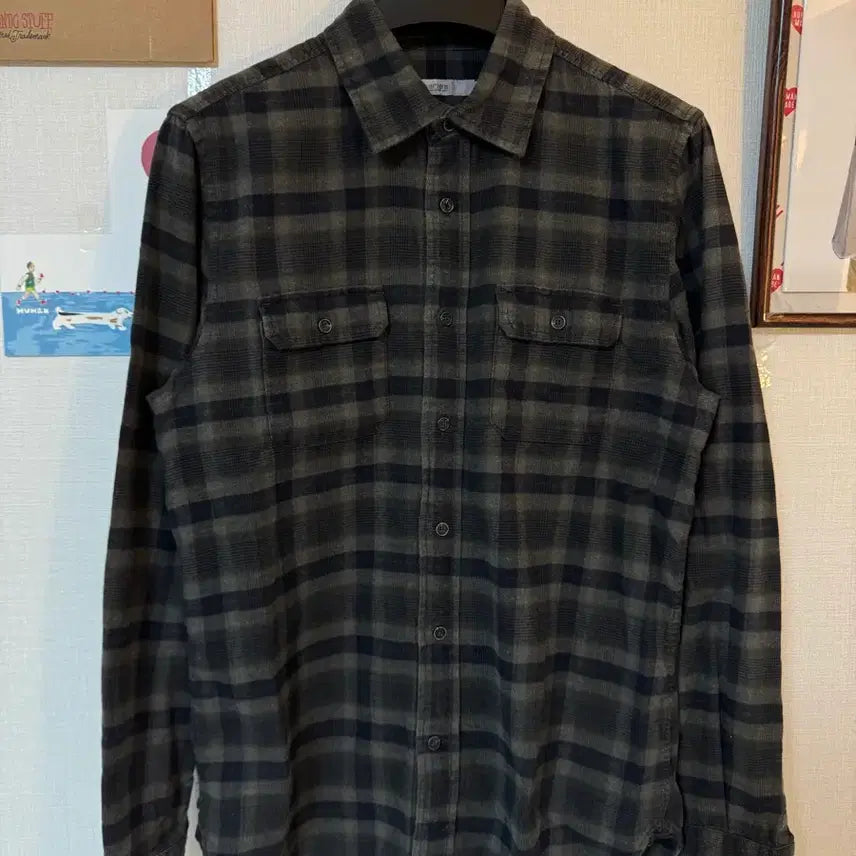 [BUNJANG] Series Flannel Check Shirt / [L]Series 시리즈 플란넬 체크셔츠 다크카키