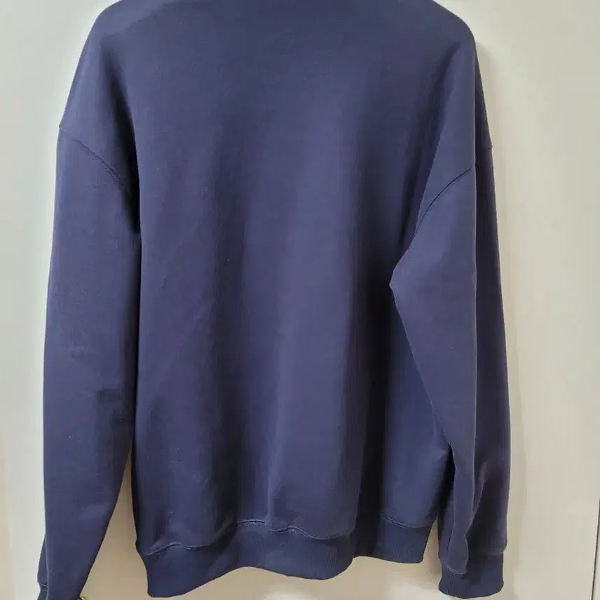 [BUNJANG] Trillion Leather Patch Denim Rugby Sweatshirt / [L] 트릴리온 레더 패치 데님 카라 럭비 맨투맨_네이비