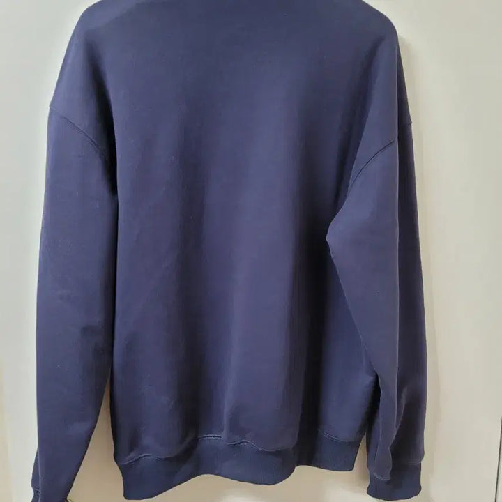 [BUNJANG] Trillion Leather Patch Denim Rugby Sweatshirt / [L] 트릴리온 레더 패치 데님 카라 럭비 맨투맨_네이비
