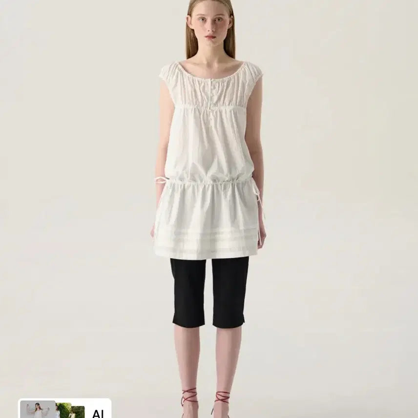 [BUNJANG] Studemant Shirred Babydoll Dress - White / [S]튜드먼트 셔링 베이비돌 드레스 화이트