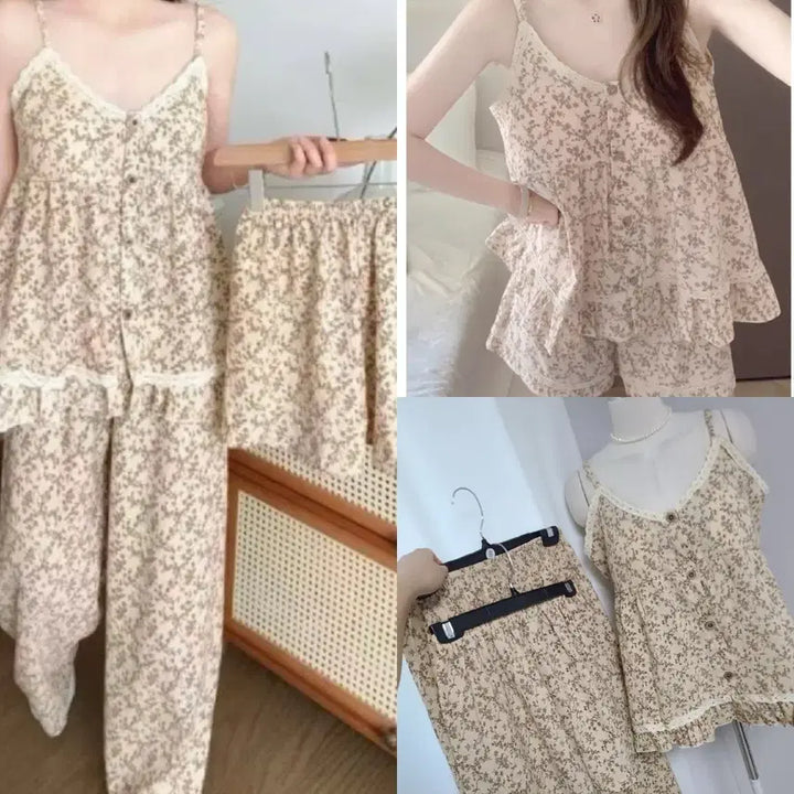 [BUNJANG] Floral Pattern Pajama Set / 새-패턴 파자마3set