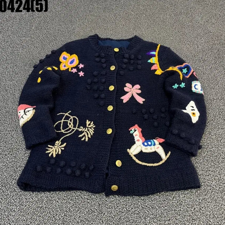 [BUNJANG] Vintage Navy Pattern Cardigan (S) / 빈티지 네이비 패턴 가디건s 0424