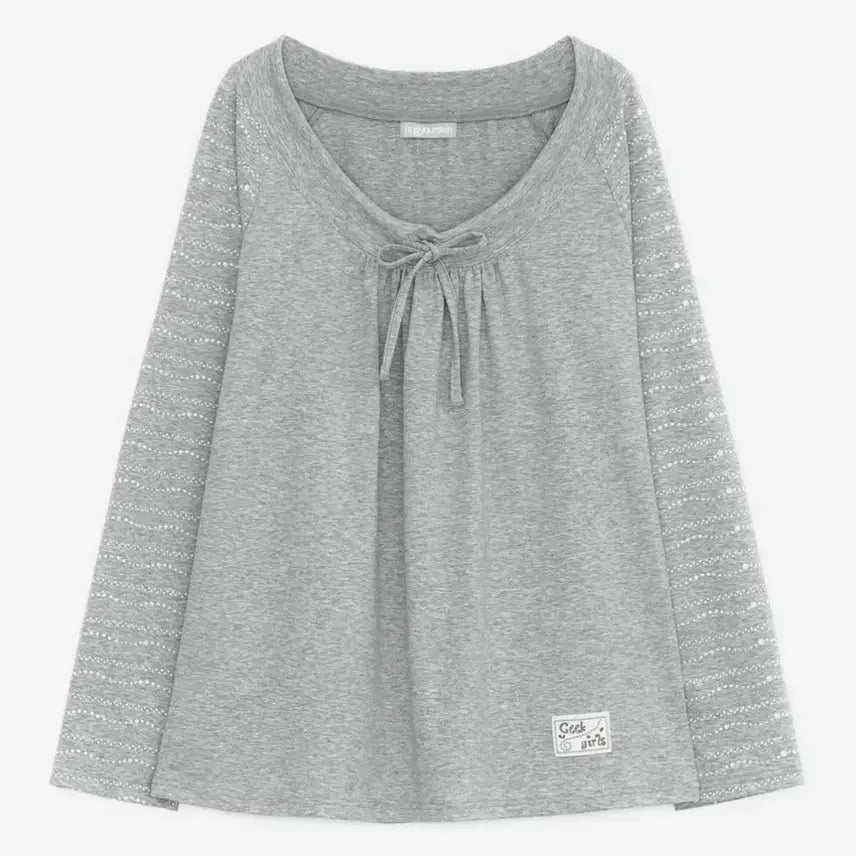 [BUNJANG] Hug Your Skin Drawstring Long Sleeve (Melange Gray) / 허그유어스킨 드로우 스트링 롱 슬리브 (멜란지 그레이)