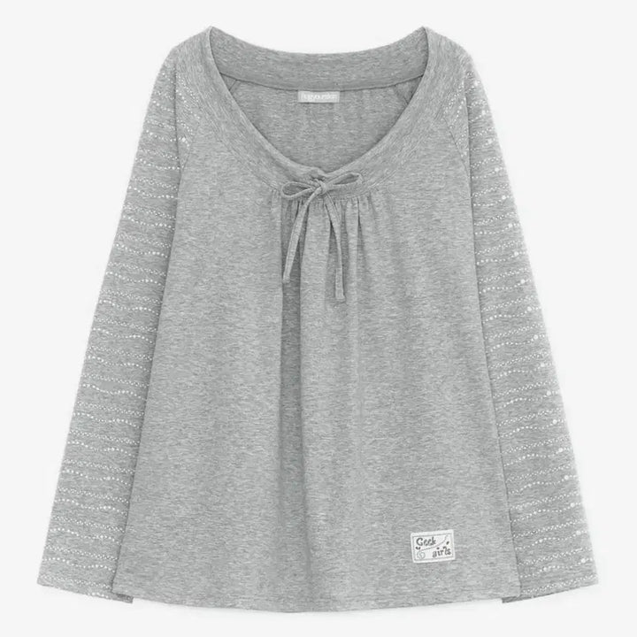 [BUNJANG] Hug Your Skin Drawstring Long Sleeve (Melange Gray) / 허그유어스킨 드로우 스트링 롱 슬리브 (멜란지 그레이)