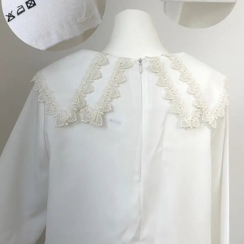[BUNJANG] White Lace Big Collar Blouse - Layered Style / 레이스 빅카라 블라우스 화이트 러블리 히메갸루 양산형 레이어드 소녀