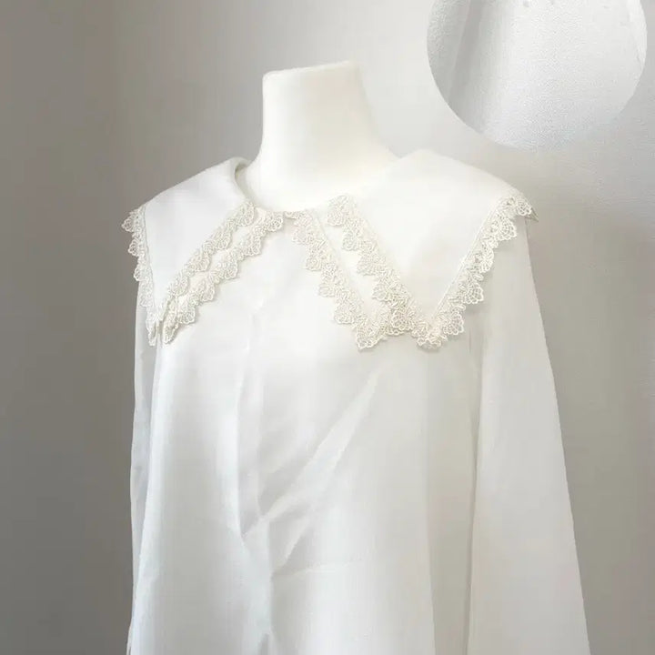 [BUNJANG] White Lace Big Collar Blouse - Layered Style / 레이스 빅카라 블라우스 화이트 러블리 히메갸루 양산형 레이어드 소녀
