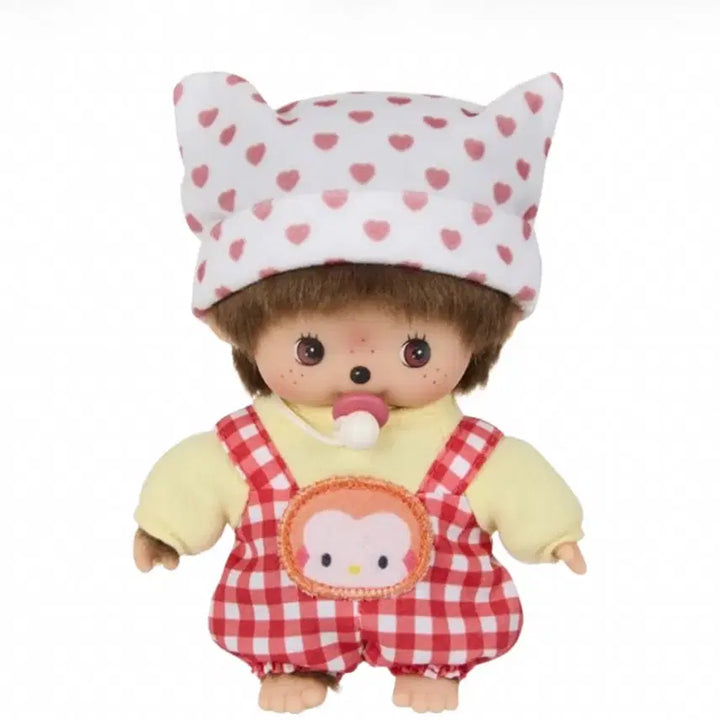 [BUNJANG] Monchhichi Kitty Collaboration Bebichhichi Overalls Plush / 몬치치 키티 콜라보 베비치치 멜빵 새상품