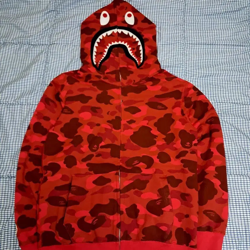 [BUNJANG] BAPE Shark Hoodie Red S / 베이프 샤크후드 적계 레드 s 급처합니다