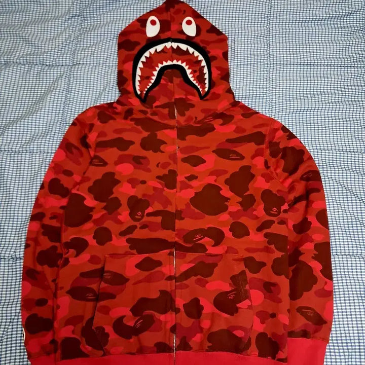 [BUNJANG] BAPE Shark Hoodie Red S / 베이프 샤크후드 적계 레드 s 급처합니다