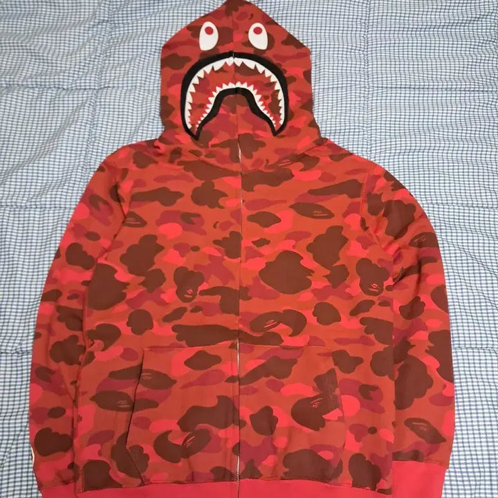 [BUNJANG] BAPE Shark Hoodie Red S / 베이프 샤크후드 적계 레드 s 급처합니다