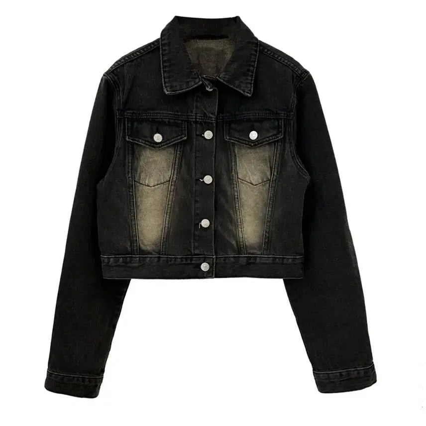 [BUNJANG] Black Denim Jacket &amp; Wide Pants Set S / 흑청 자켓 + 와이드팬츠 셋업 세트 S