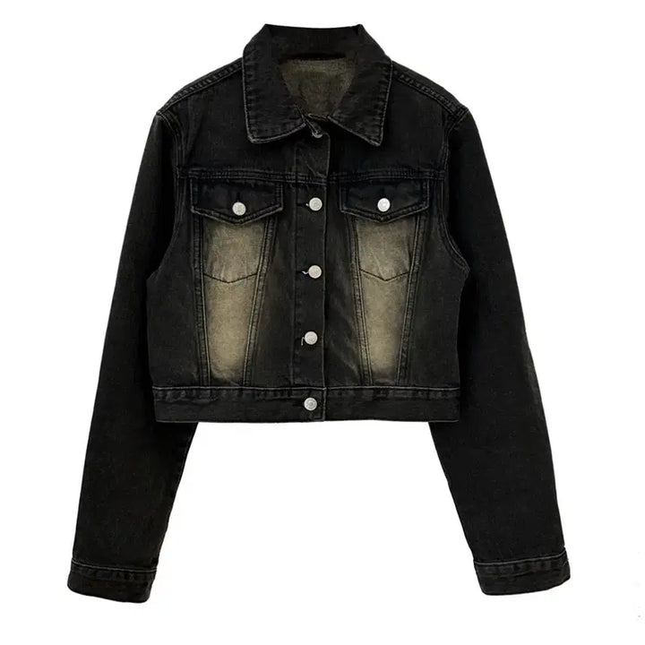 [BUNJANG] Black Denim Jacket &amp; Wide Pants Set S / 흑청 자켓 + 와이드팬츠 셋업 세트 S