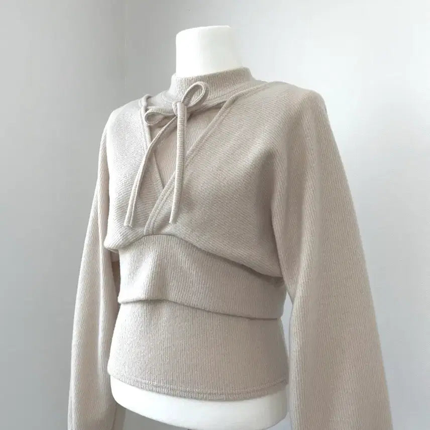 [BUNJANG] Ribbon Bolero Style Light Beige Knit Two-Piece Set / 리본 볼레로 스타일 연베이지 니트(투피스)세트 레이어드 소녀 모리걸