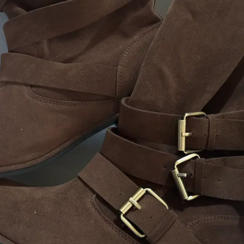 [BUNJANG] Blackup Grunge Buckle Folding Suede Mid-Boots / 블랙업 그런츠 버클 폴딩 스웨이드 미들부츠