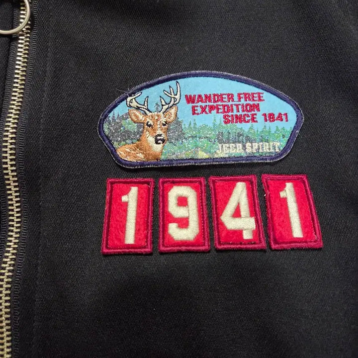 [BUNJANG] Jeep Black Patch Bomber Jacket / 지프 블랙 패치 봄버 자켓