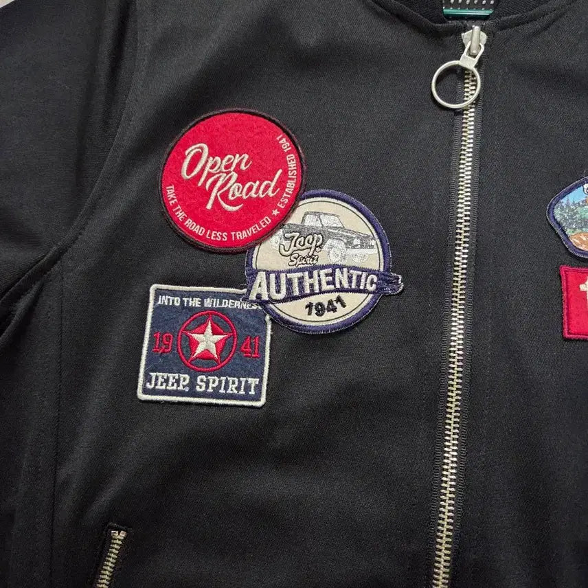 [BUNJANG] Jeep Black Patch Bomber Jacket / 지프 블랙 패치 봄버 자켓