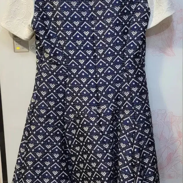 [BUNJANG] ON &amp; ON Pattern Short Sleeve Dress Navy / 온앤온 반팔 원피스 네이비 패턴