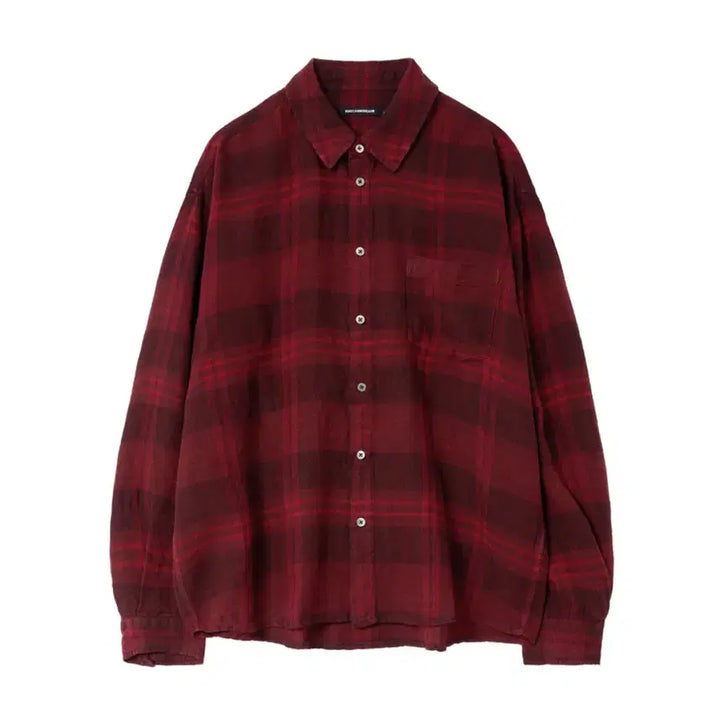 [BUNJANG] Hatching Room Classic Linen Big Check Dark Red Shirt / [3] 해칭룸 클래식셔츠 린넨 빅체크 다크레드
