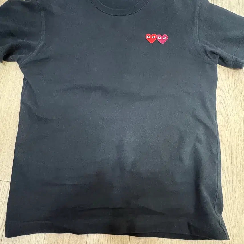 [BUNJANG] Comme des Garçons Double Heart T-Shirt Black / [M]꼼데가르송 더블하트 반팔 블랙 (오늘만 할인)