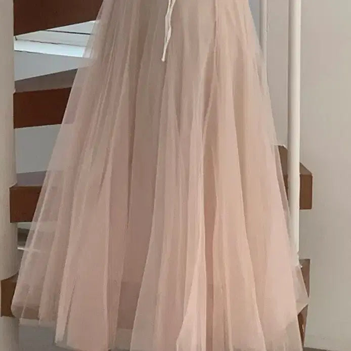 [BUNJANG] Attirance Pink Beige Chiffon Skirt / 아뜨랑스 핑크 베이지 샤 스커트