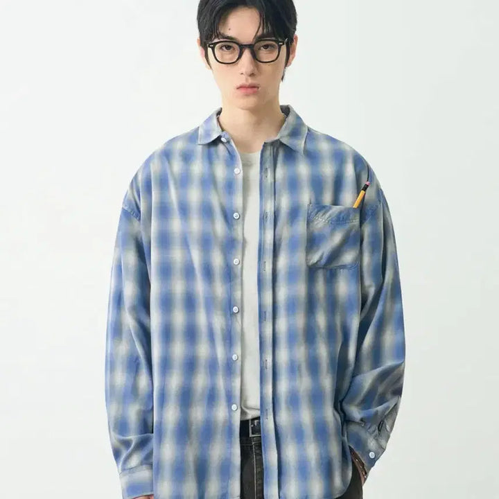 [BUNJANG] Dimitri Black Ombre Shirt Blue XL / 디미트리블랙 옴브레 셔츠 블루 새상품 XL