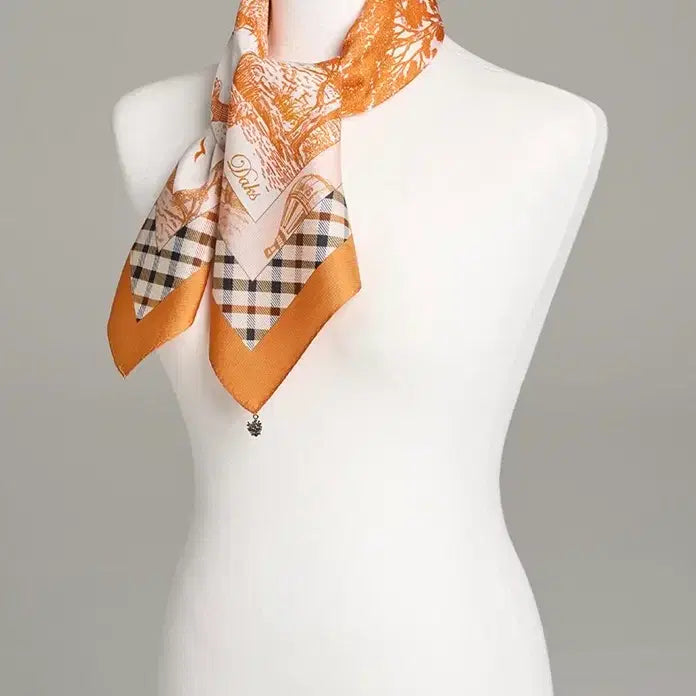 [BUNJANG] Daks Orange Silk Scarf / 닥스 오렌지 실크 스카프 SKU005