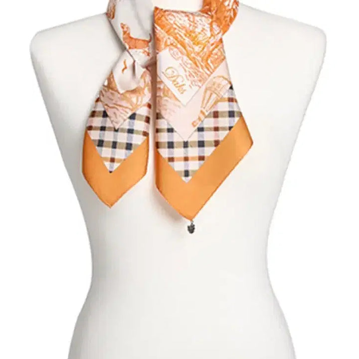 [BUNJANG] Daks Orange Silk Scarf / 닥스 오렌지 실크 스카프 SKU005