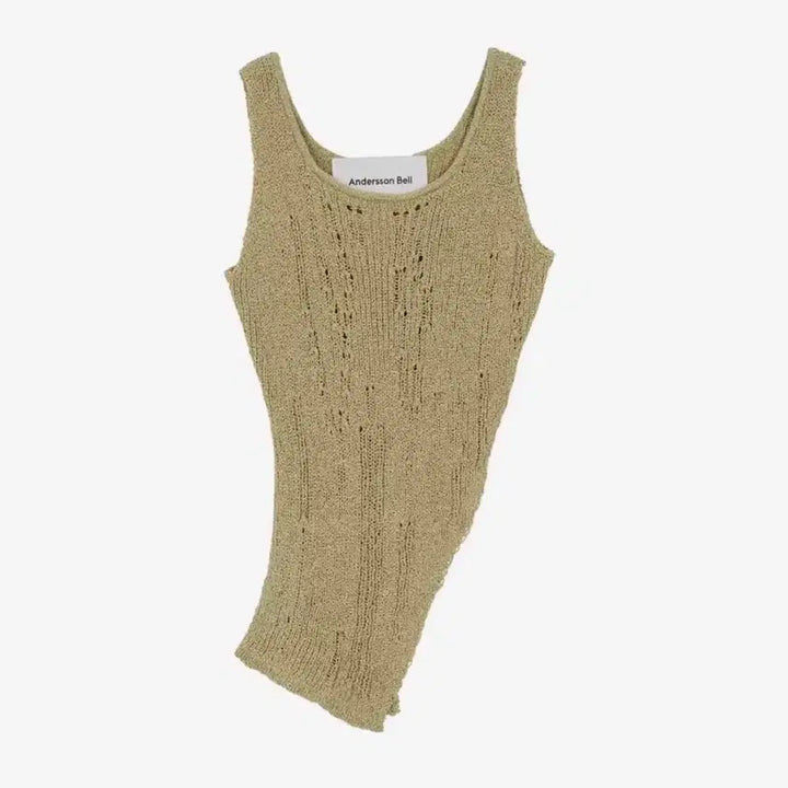 [BUNJANG] Andersson Bell Asymmetric Cut-Off Knit Top - Khaki, Size S / 앤더슨벨 컷오프 니트탑 s 카키