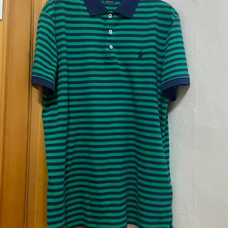 [BUNJANG] Polo Ralph Lauren Striped Polo Shirt / 폴로 랄프로렌 스트라이프 카라티셔츠 네이비/그린L