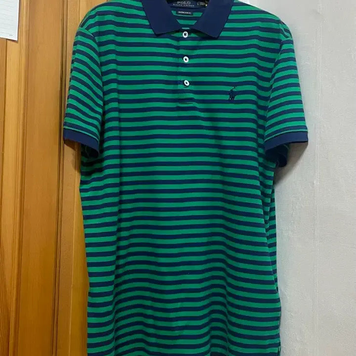 [BUNJANG] Polo Ralph Lauren Striped Polo Shirt / 폴로 랄프로렌 스트라이프 카라티셔츠 네이비/그린L