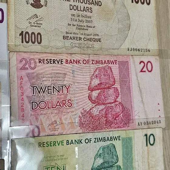 [BUNJANG] Zimbabwe Dollar Banknote Collection (10 Types) / 짐바브웨 달러 지폐 10종 컬렉션