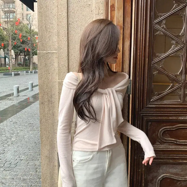 [BUNJANG] FABBID Made Sage Loose Fit Scarf Tie T-Shirt / 퍼빗 메이드 세이지 여리핏 스카프 타이 티셔츠