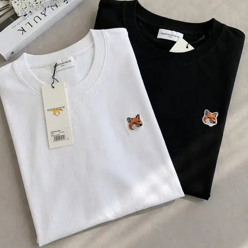 [BUNJANG] Maison Kitsune Fox Patch T-Shirt / 메종키츠네 폭스 반팔티 화이트/블랙