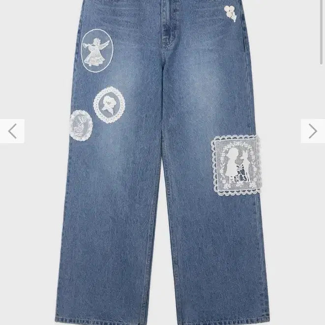 [BUNJANG] SINEINN Lace Patchwork Denim Pants (S Size) / 시눈 레이스 패치워크 데님 팬츠 S사이즈